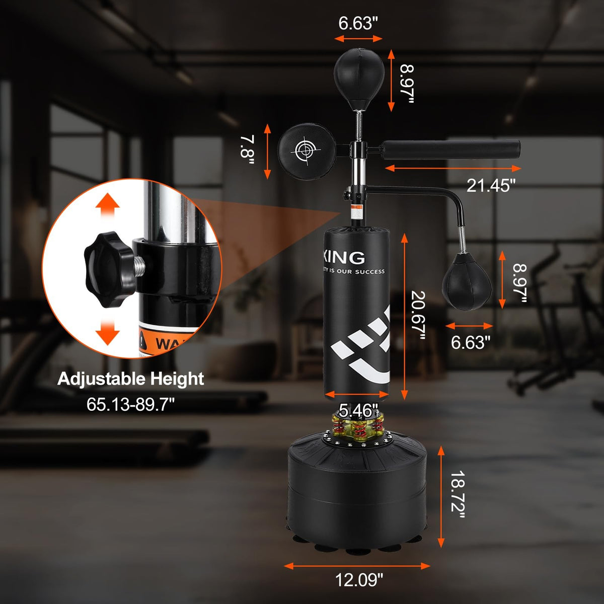 Heavy Punching Bag with Stand for Boxing and Martial Arts Training - Adjustable Height