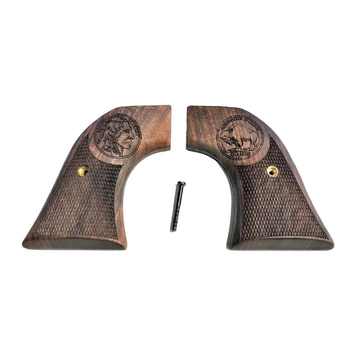 Ruger Revolver Walnut Buffalo Nickel Grips - Fits Super Wrangler & Blackhawk