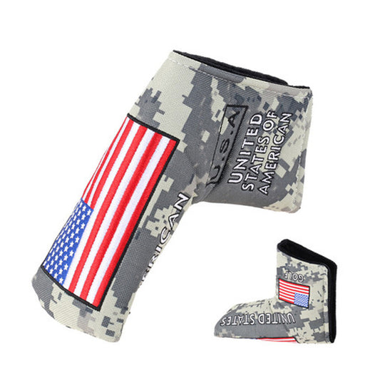 Camouflage USA Flag Golf Blade Putter Head Cover with Magnetic Closure