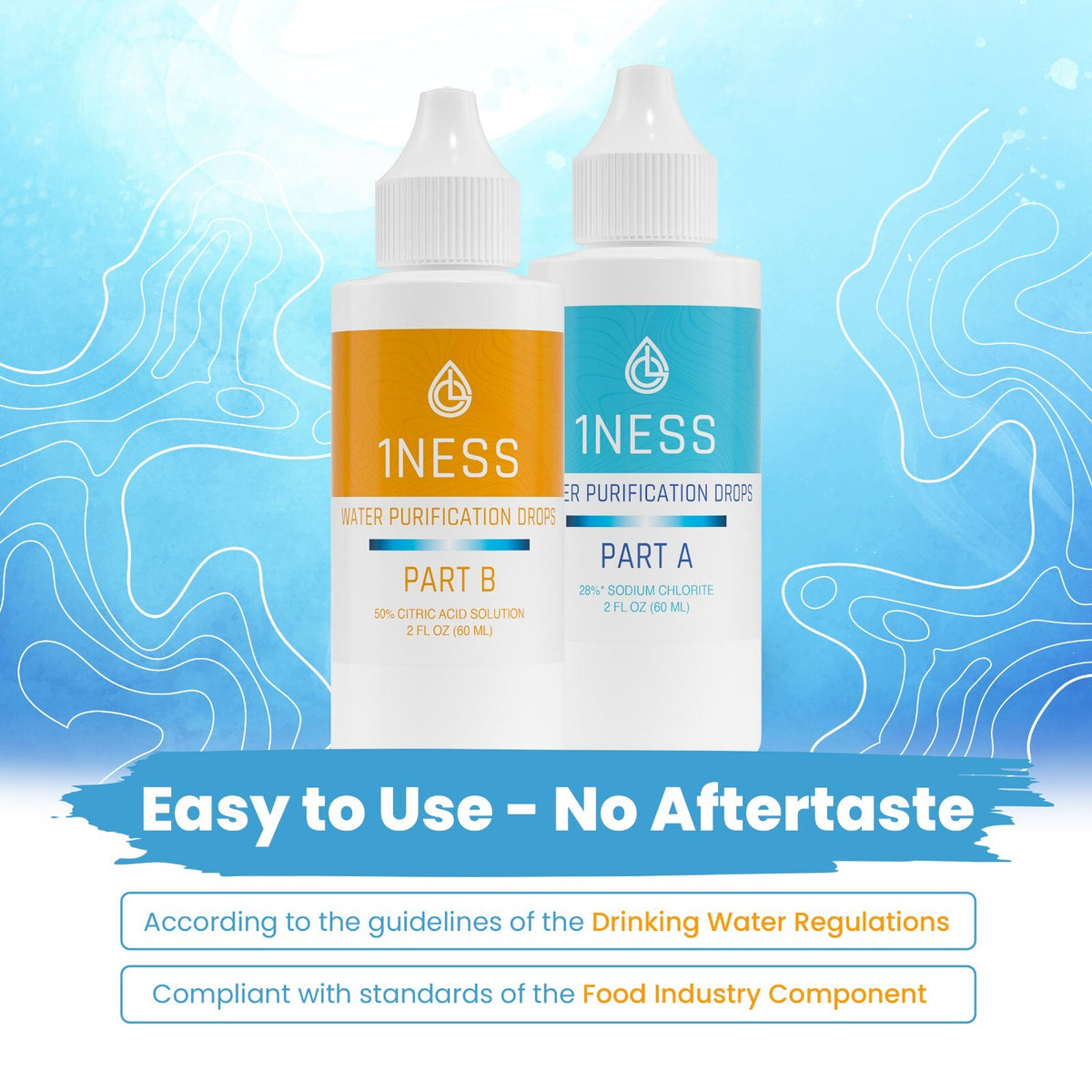 Water Purification Drops Kit for Emergency & Outdoor Use - BPA-Free 2oz
