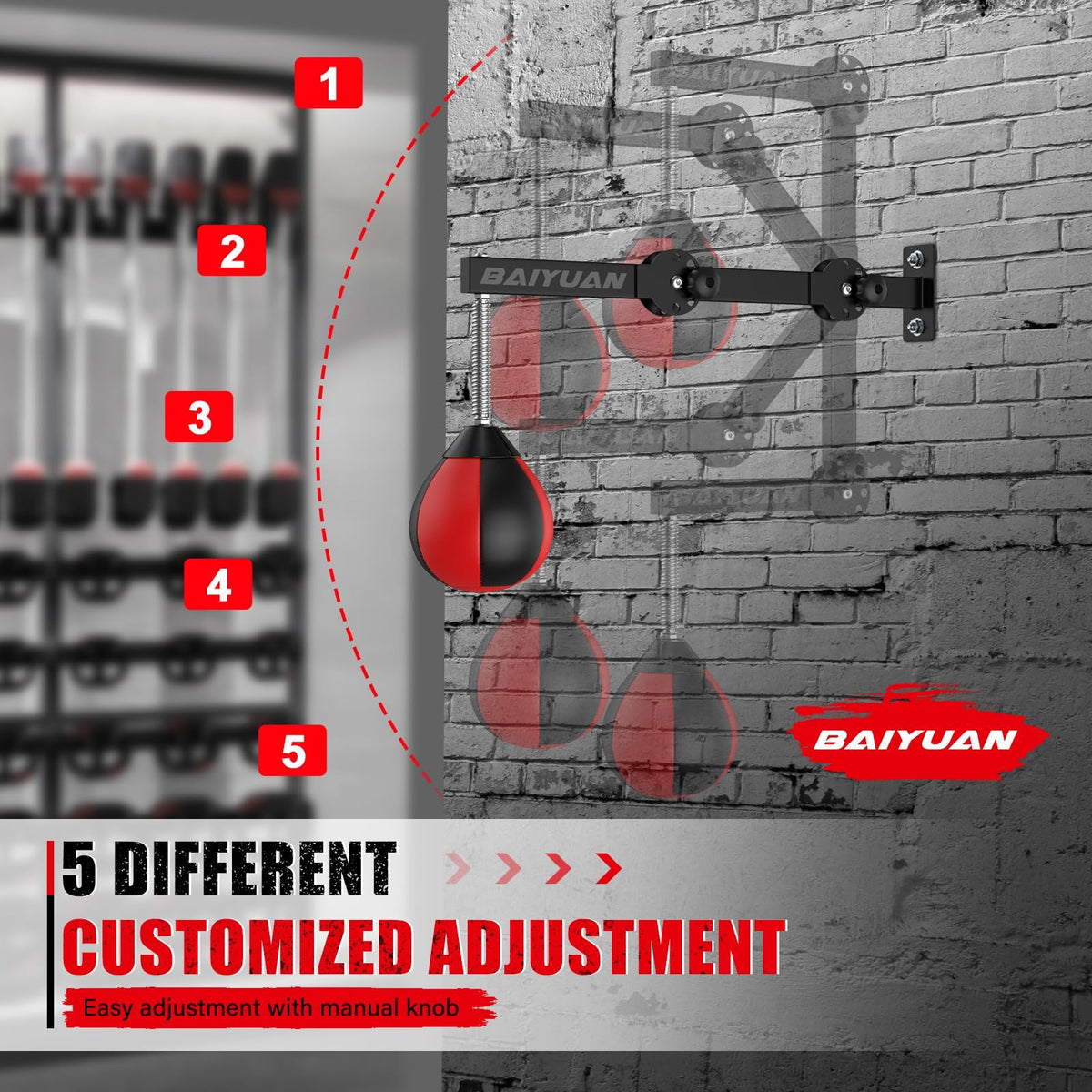 Adjustable Wall-Mounted Speed Punching Bag for Home Gym Fitness