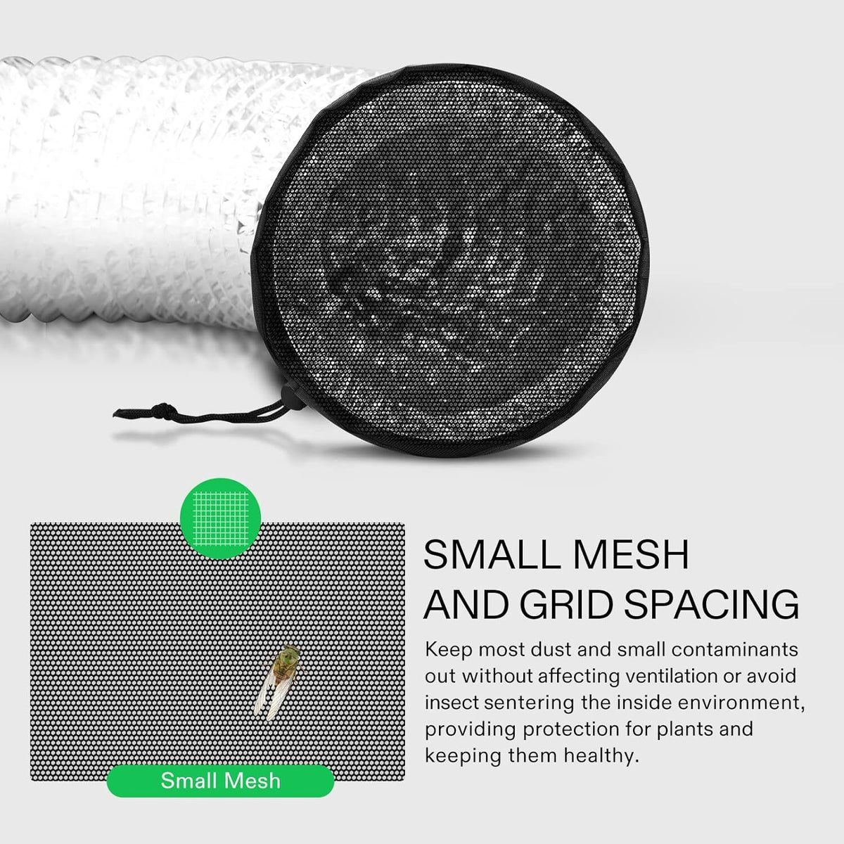 Grow Tent Vent Cover with Elastic Band & Buckle - Dust Filter for 4, 6, 8 Inch Vents