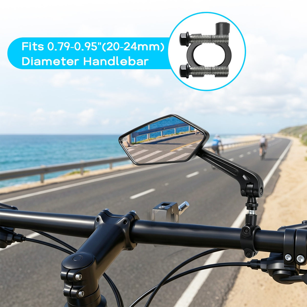 2 Pack Adjustable Bike Rear View Mirrors for Mountain, E-Bike & Motorcycle