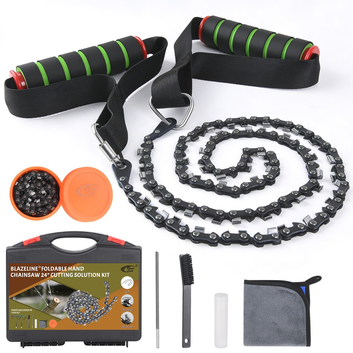 24-Inch Portable Folding Hand Chainsaw Kit for Camping & Outdoor Use