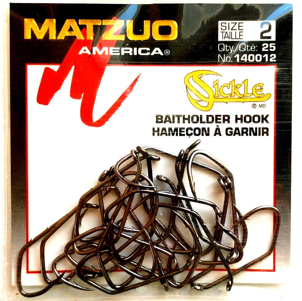 Matzuo Size 2 Sickle Baitholder Hooks Black Chrome Pack of 50