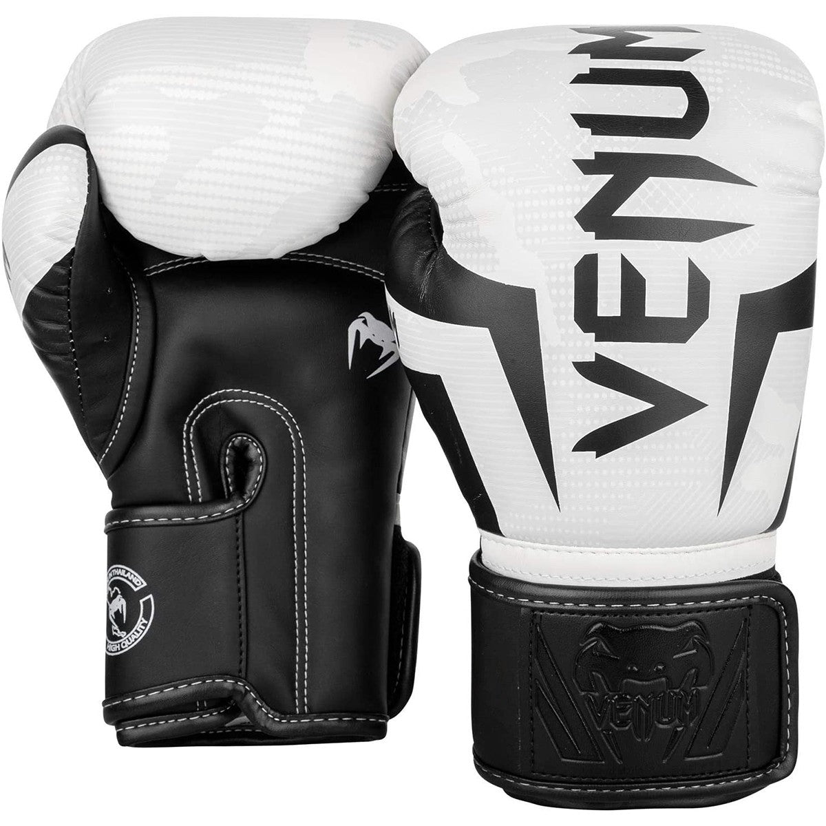 Elite Boxing Gloves with Hook and Loop Closure - White and Camo, Multiple Weights