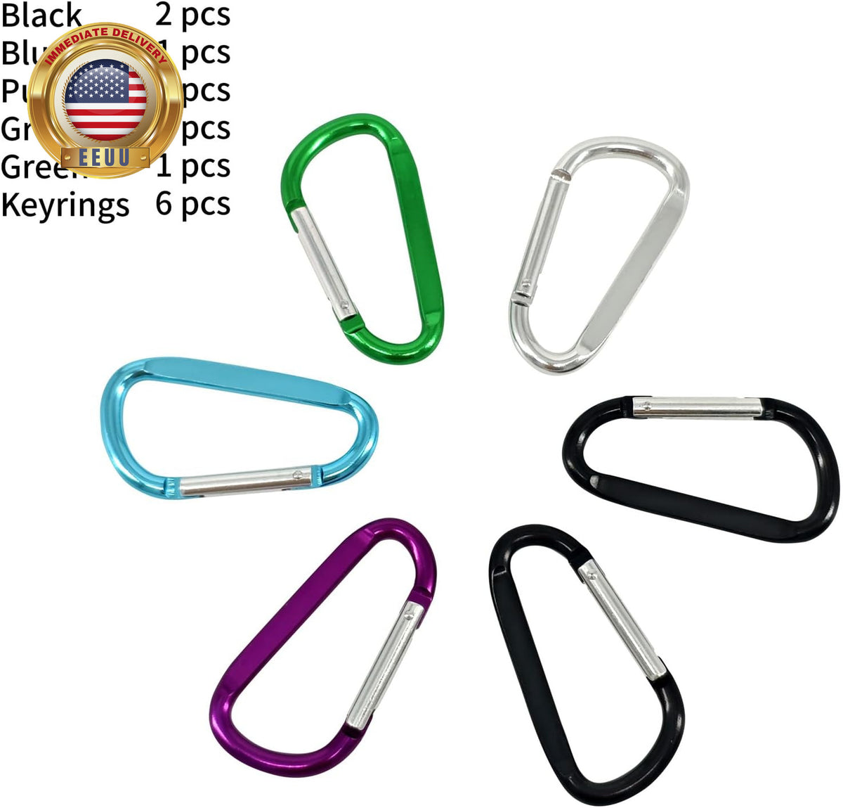 Heavy Duty Black Carabiners 3 Inch D-Shape Pack for Gear & Organization
