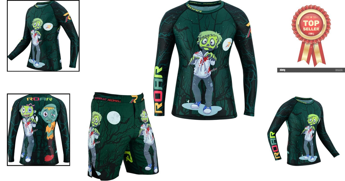 Kids MMA Rash Guard & BJJ Trunks Set - Machine Washable Martial Arts Gear