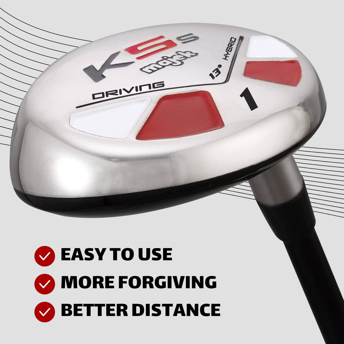 Senior Mens 13° Hybrid Golf Iron - Right Hand, Graphite Shaft, #1 Model
