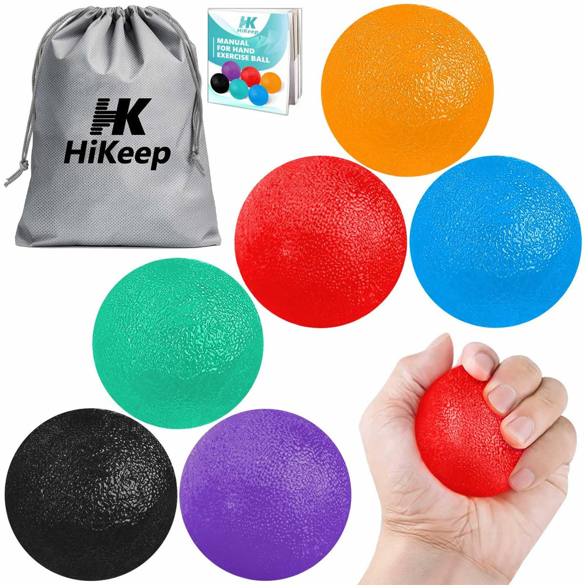 Stress Balls for Adults 6 Pack Large Hand Exercise Balls, 6 Colors