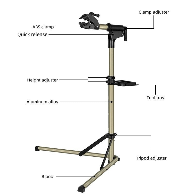 Lightweight Bicycle Repair Stand with Height Adjustment & Folding Design