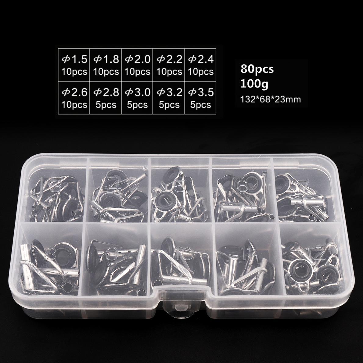 Fishing Rod Tip Repair Kit 80pcs Steel Ceramic Guides for Telescopic & Ocean Fishing