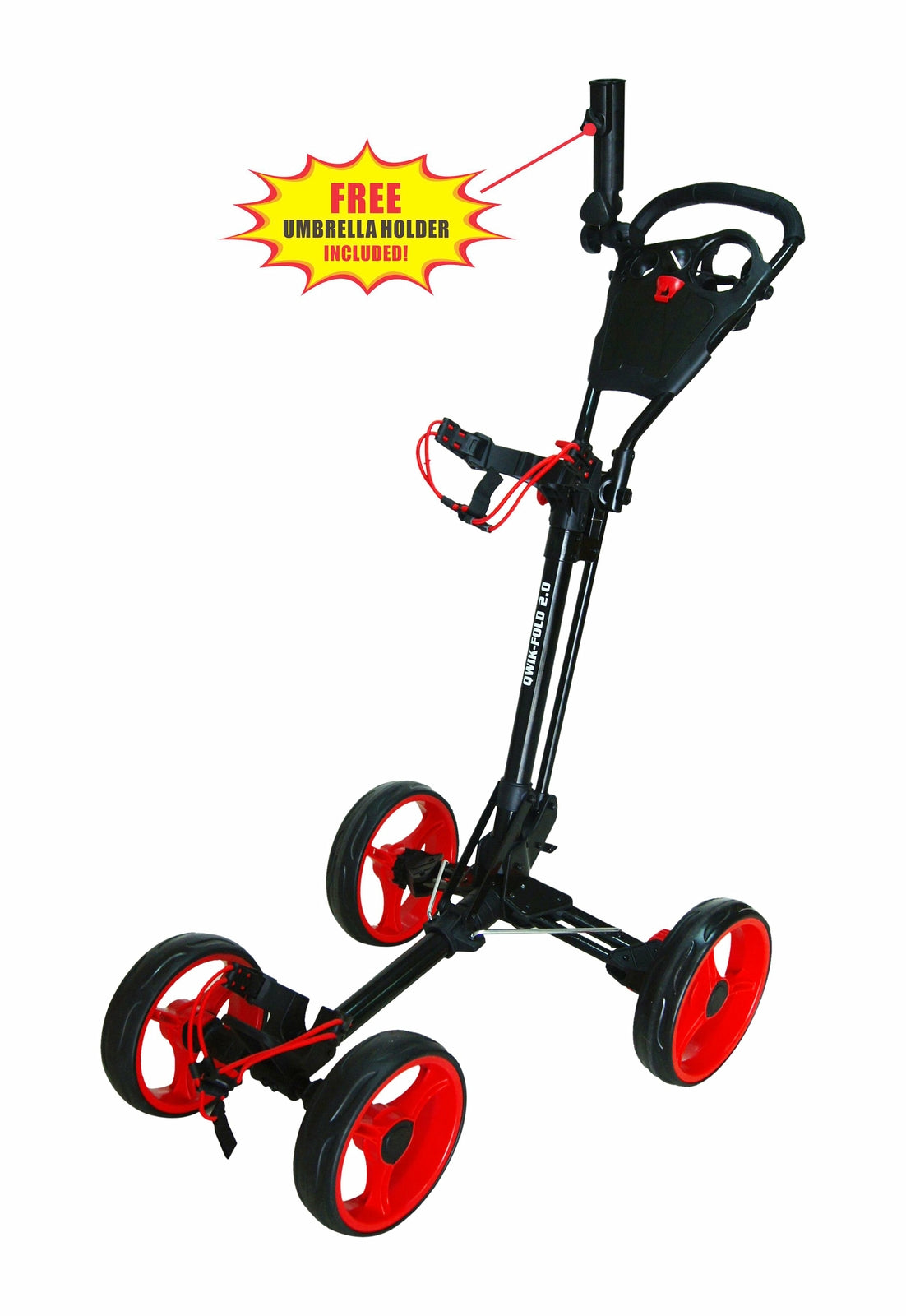 Quick-Fold 4 Wheel Folding Golf Push Cart with Foot Brake and Adjustable Handle