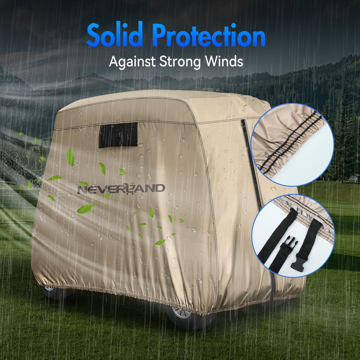 Waterproof 4-Passenger Golf Cart Cover with Zipper for EZ GO Yamaha Club Car