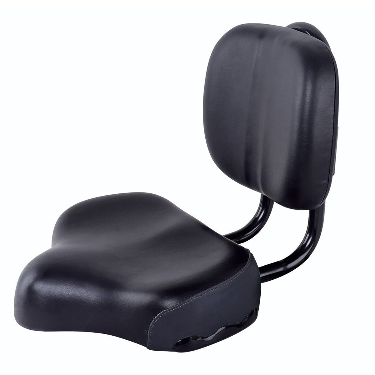 Heavy Duty Bicycle Saddle Seat with Backrest - Wide Comfort Leather Cushion