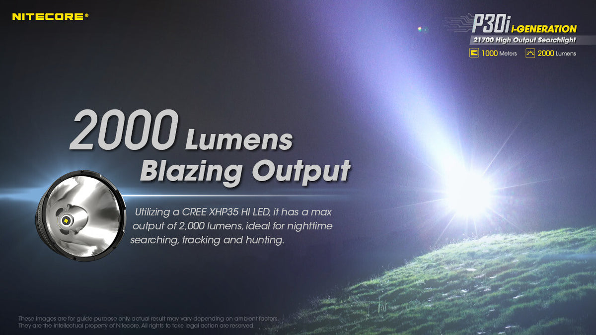 Long Throw Rechargeable Flashlight 2000 Lumens 1093 Yards for Hunting, Search