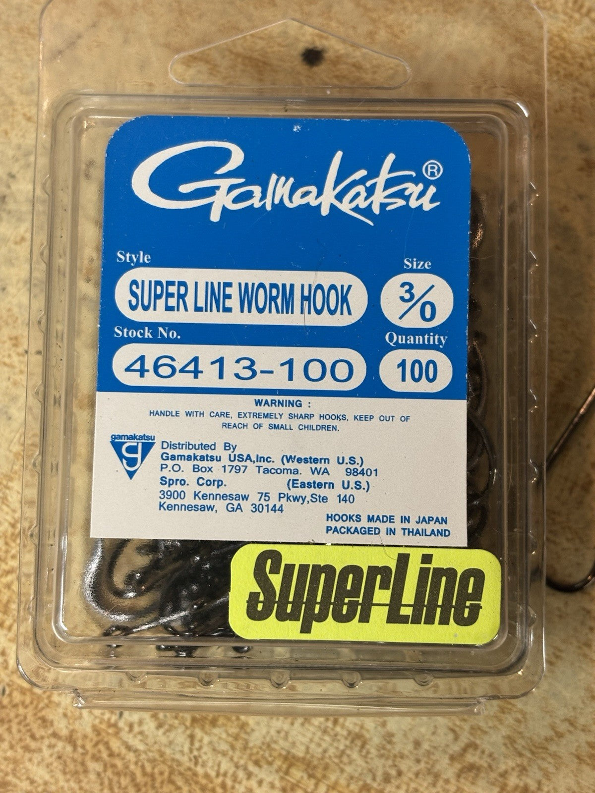 Gamakatsu 3/0 Straight Shank Worm Fishing Hooks - 100 Pack