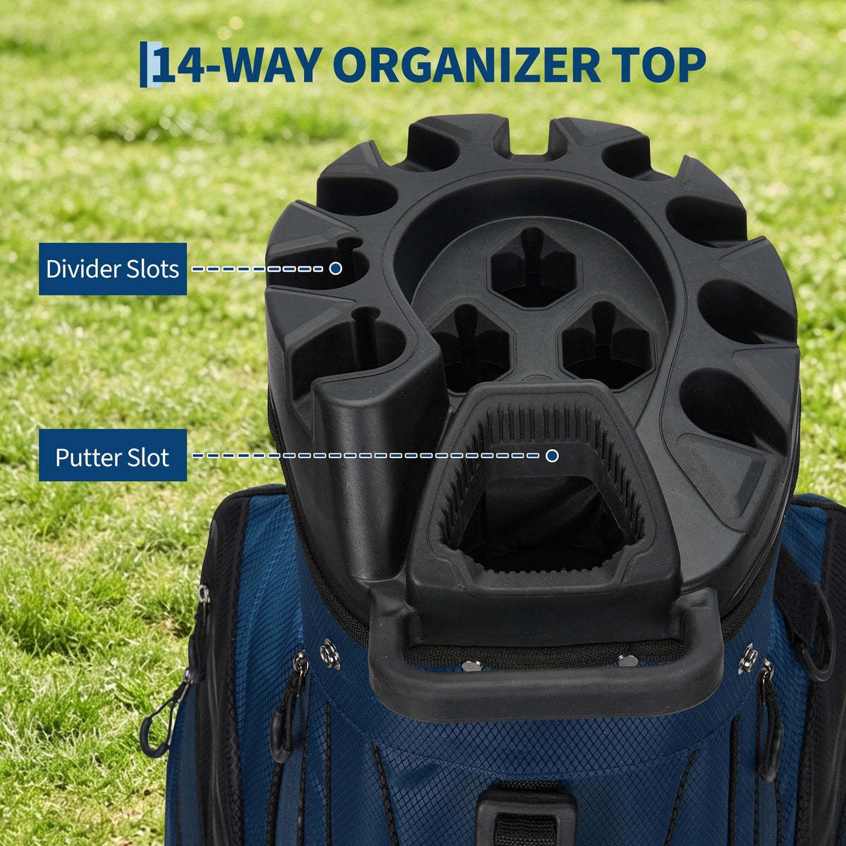 Lightweight 14-Way Golf Cart Bag with Full-Length Dividers Cooler Pocket & Rain Cover