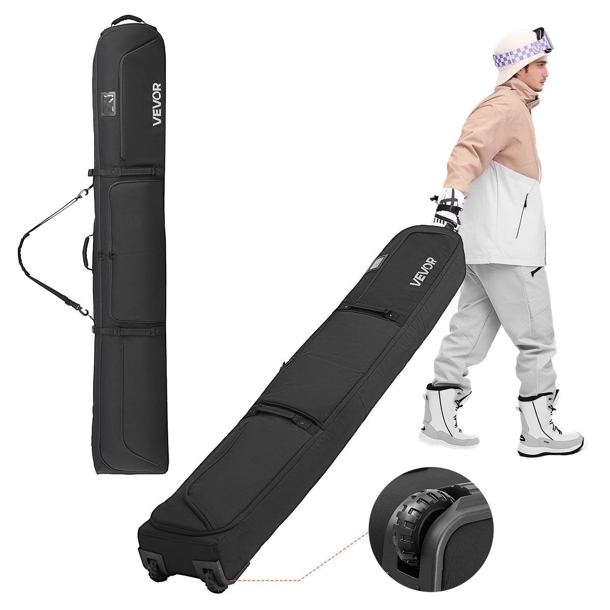 Waterproof Snowboard Bag with Wheels - Fits Up to 74.8 in Ski Gear