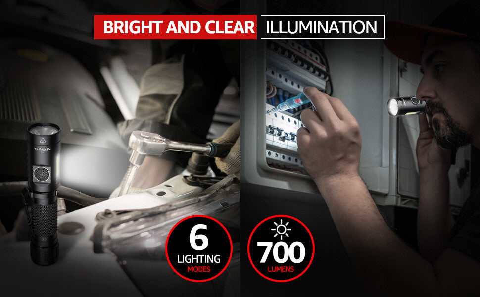 Magnetic LED Tactical Flashlight 700 Lumens Waterproof Camping Work Light