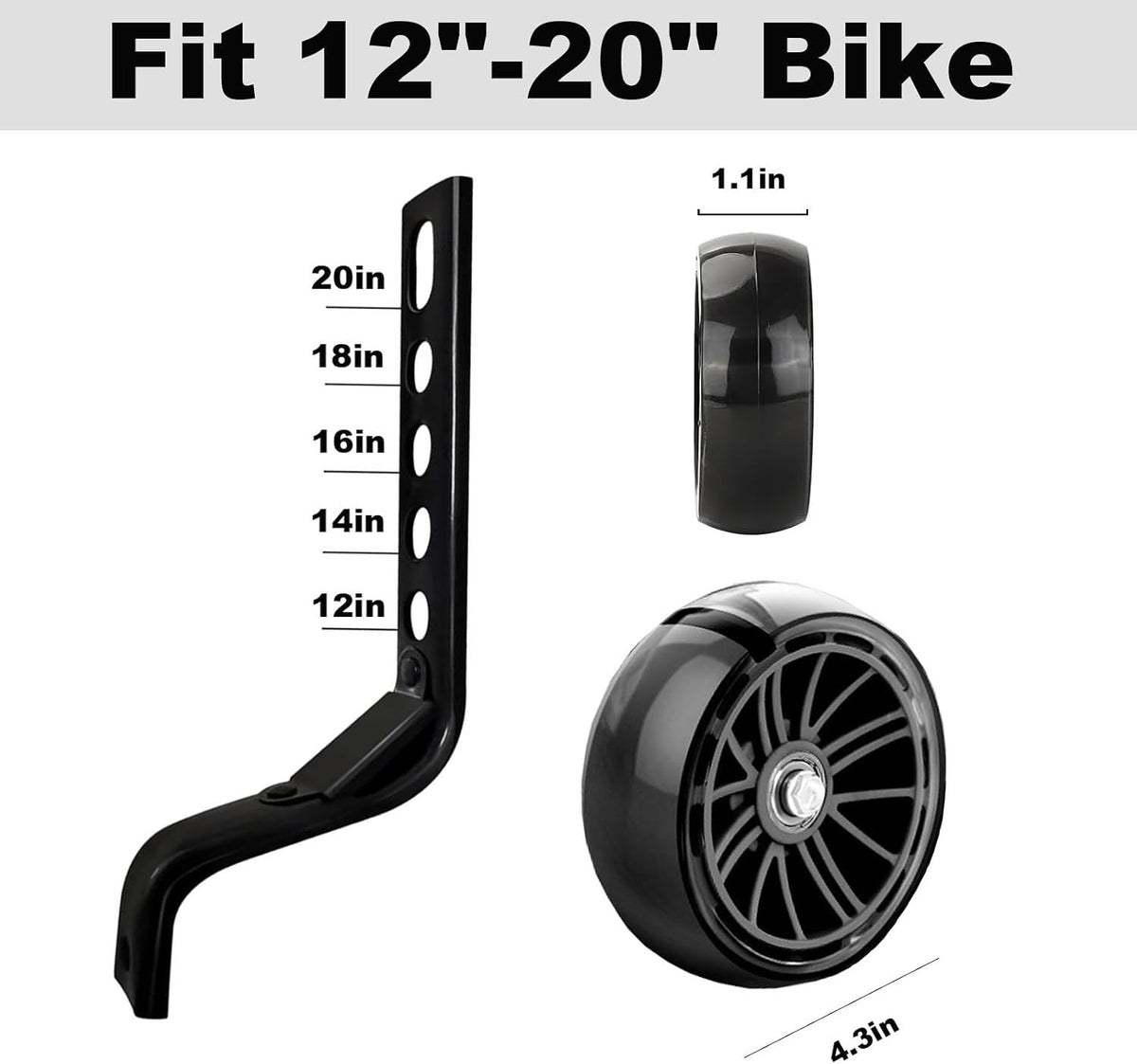 Bike Training Wheels for Kids - Stable Support for 12-20 Inch Bicycles