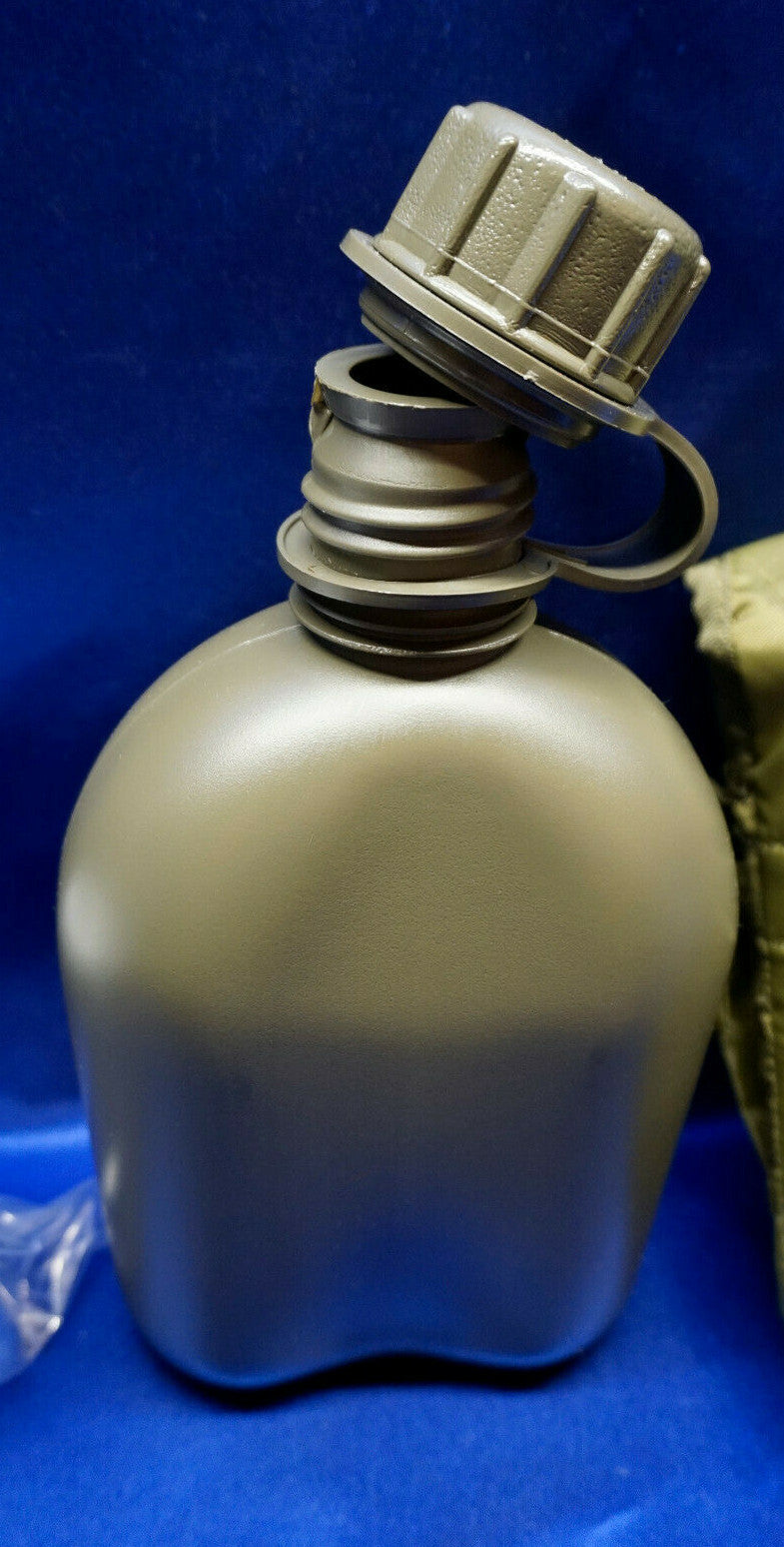 Military Style 1 Quart Water Canteen Set with Cover and Cup for Camping & Survival