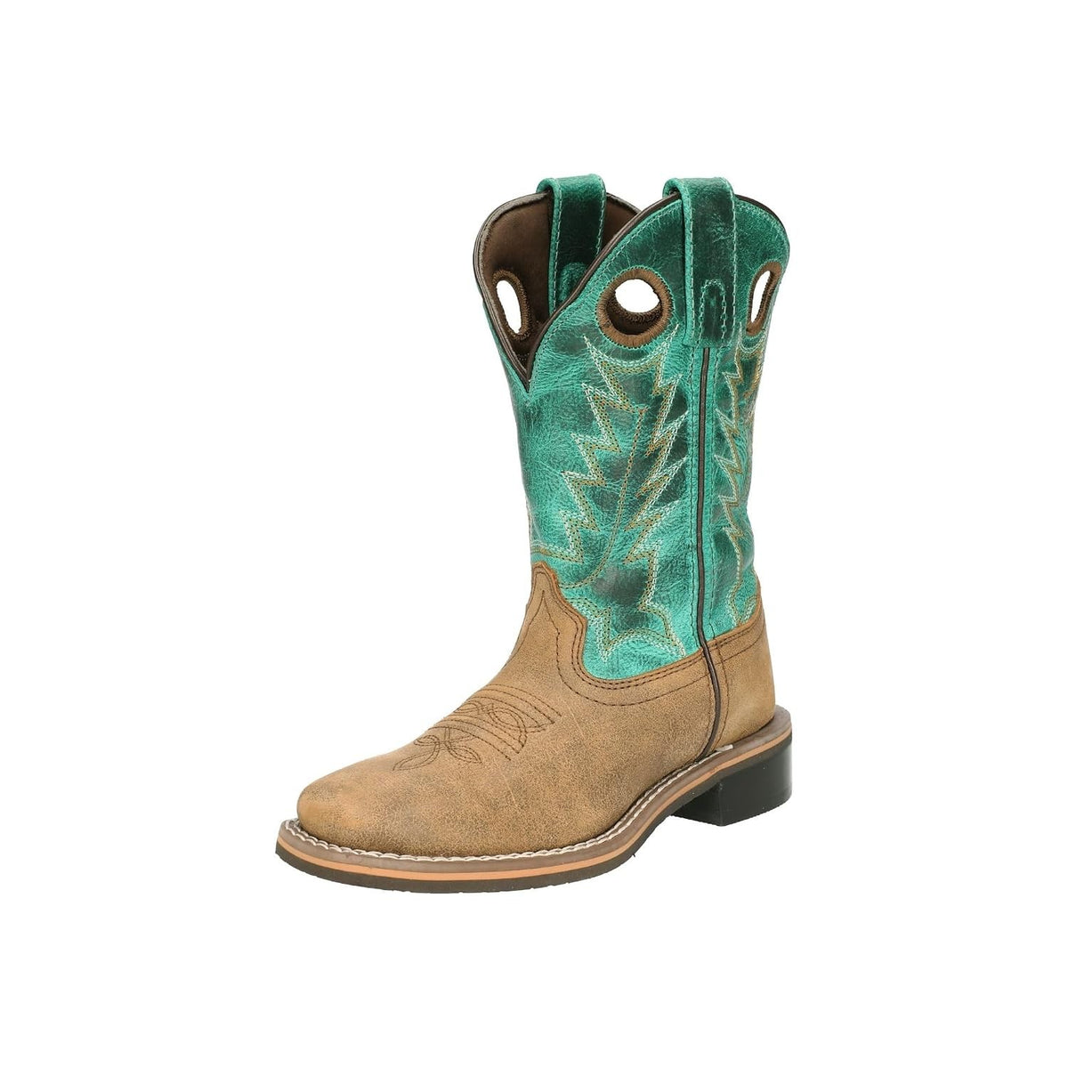Kids Western Leather Boots with Square Toe and Block Heel