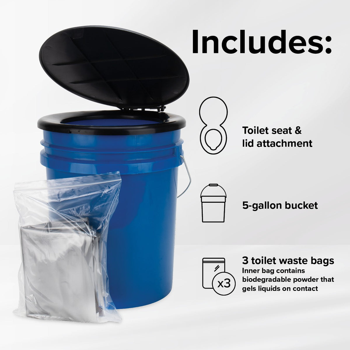 Portable 5 Gallon RV Toilet Bucket Kit with Seat and Lid