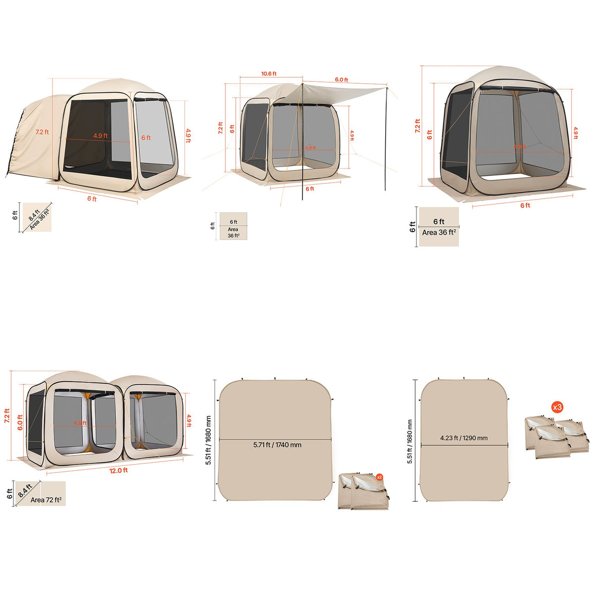Large Pop-Up Screen House Tent for Outdoor Camping & Gatherings