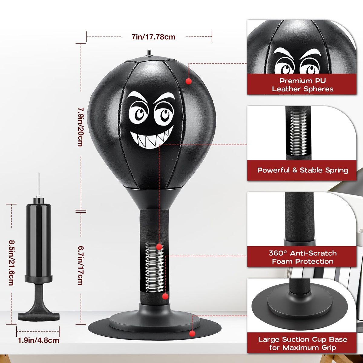 Desktop Punching Bag Stress Relief Toy with Suction Cup - Small Office Fitness
