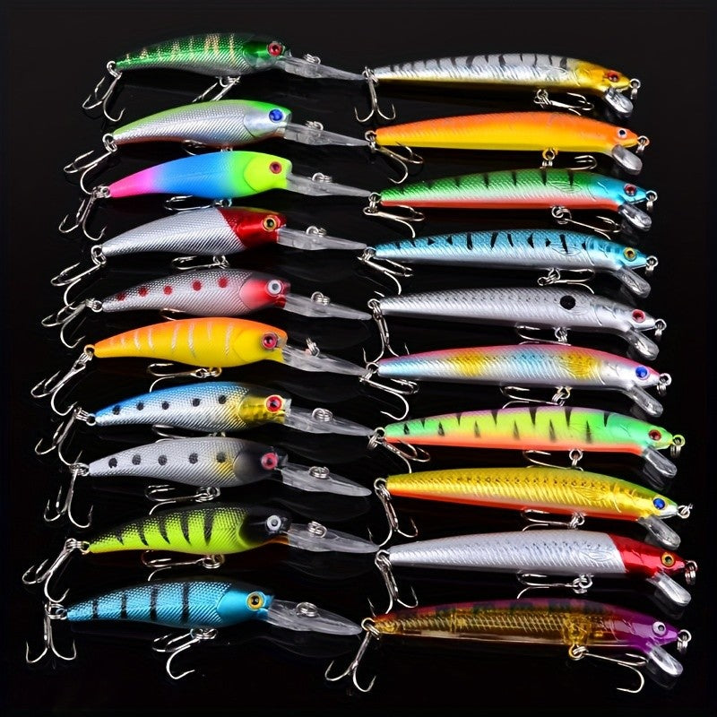 20pcs Hard Fishing Lure Set Minnow Crankbait Baits for Trout Bass Salmon