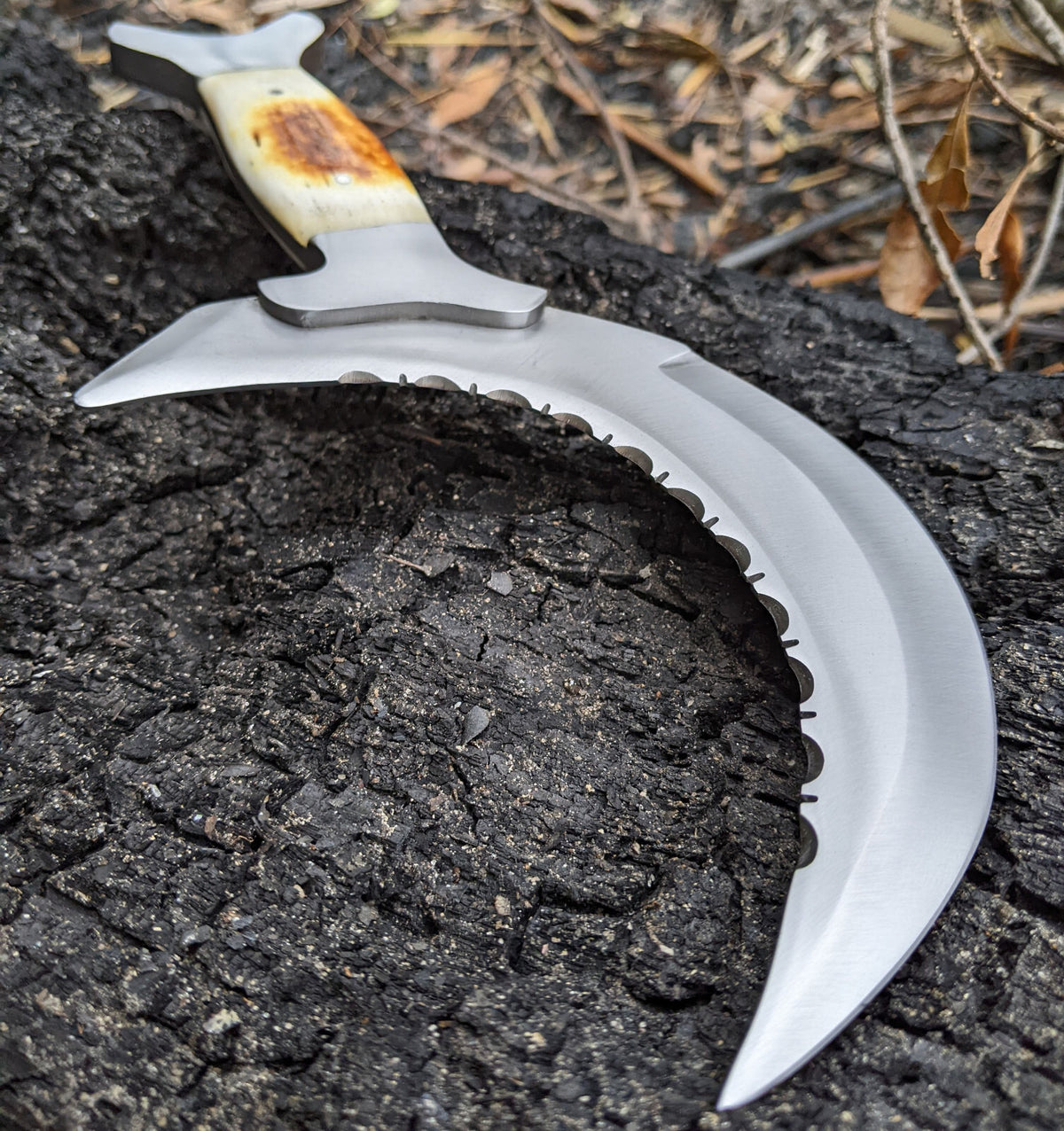 Ceremonial Ritual Knife 10 Inch Fixed Blade Wiccan Pagan Sword with Bone Handle
