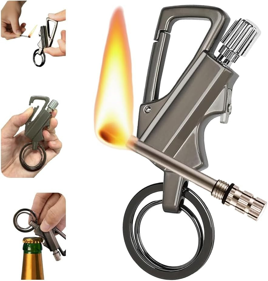 Portable Windproof Waterproof Match Lighter with Keychain Bottle Opener