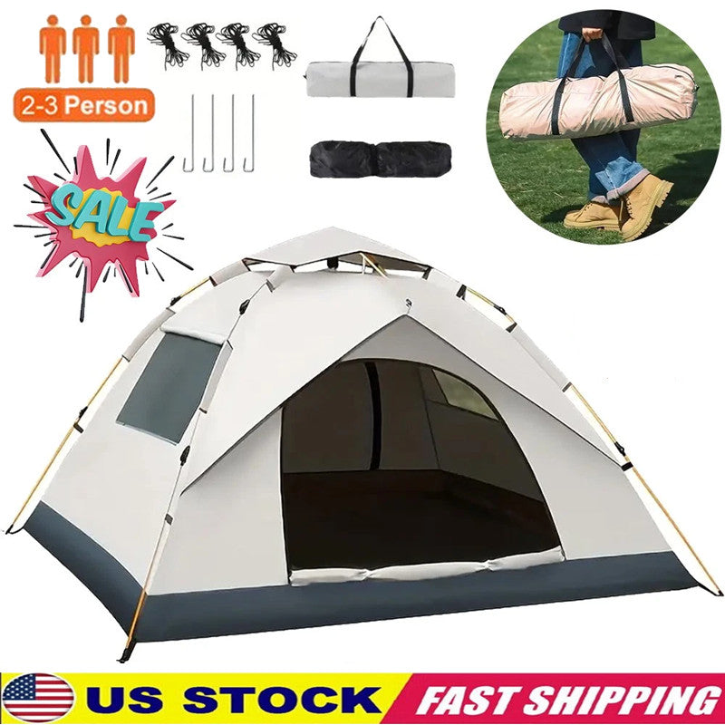 2-3 Person Waterproof Pop Up Tent - Instant Family Camping & Hiking Shelter