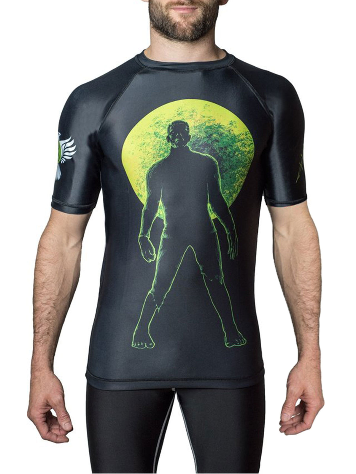 Men's BJJ Rash Guard - Horror Frankenstein's Monster Short Sleeve MMA