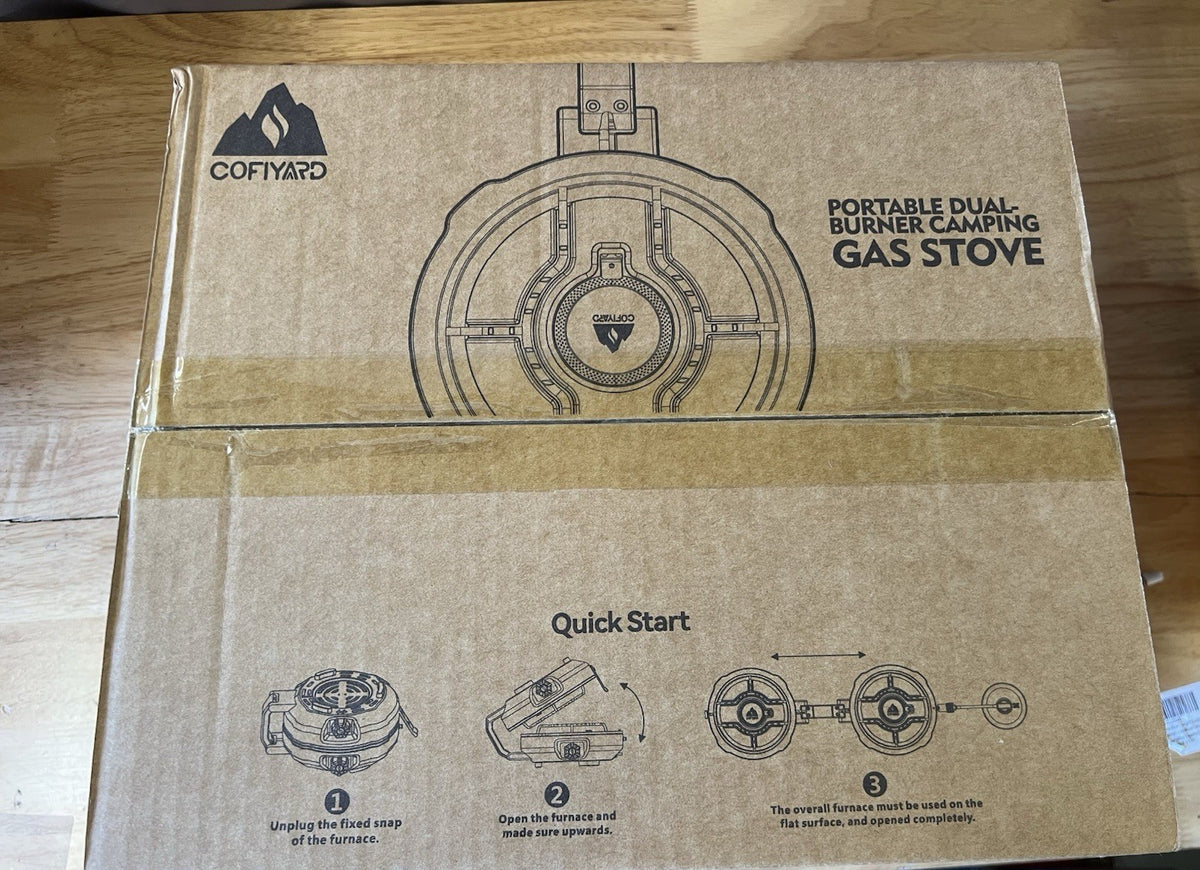 Portable 2 Burner Propane Camping Stove with 20,000 BTU Foldable Design