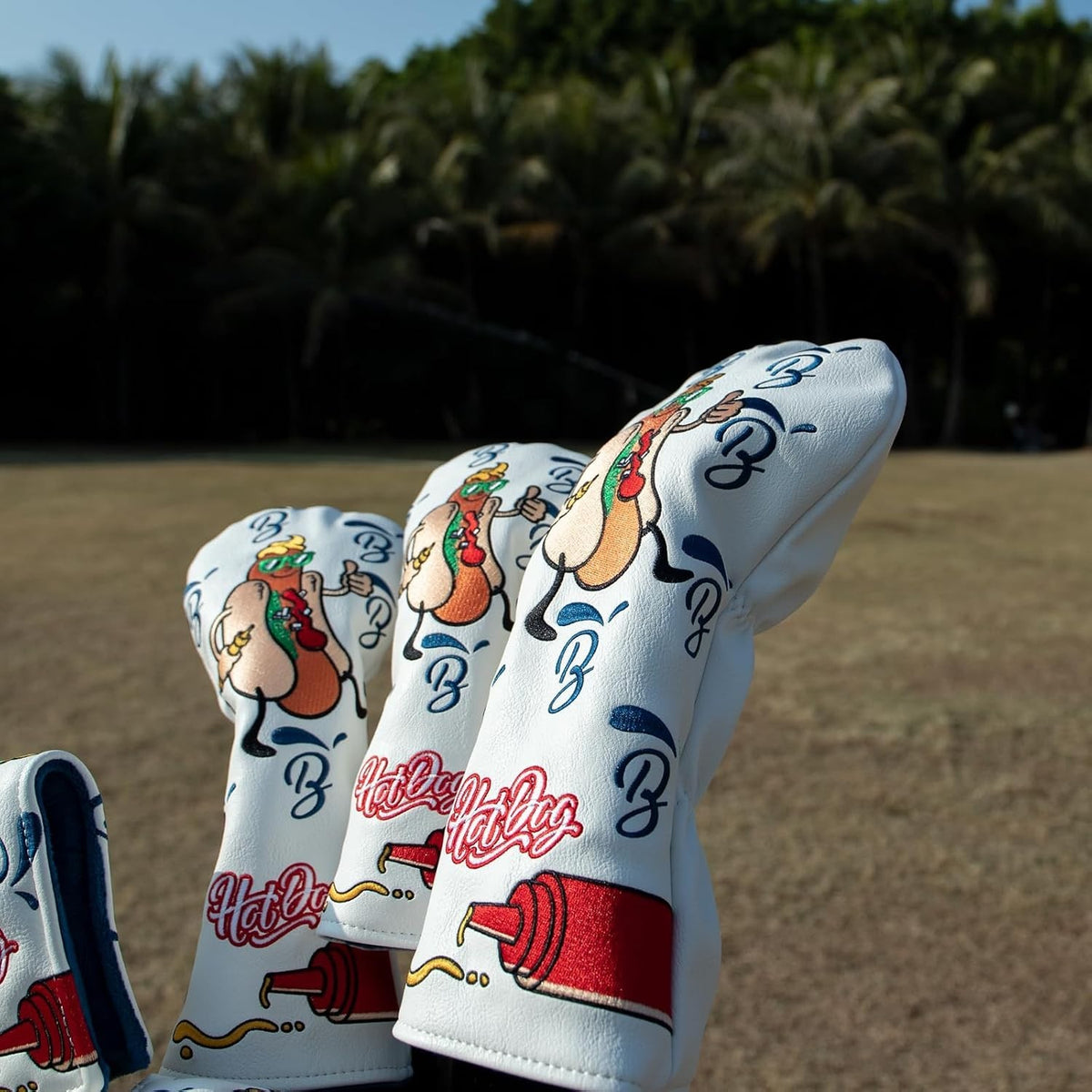 Golf Club Headcovers Leather Hot Dog Style with Number Tag