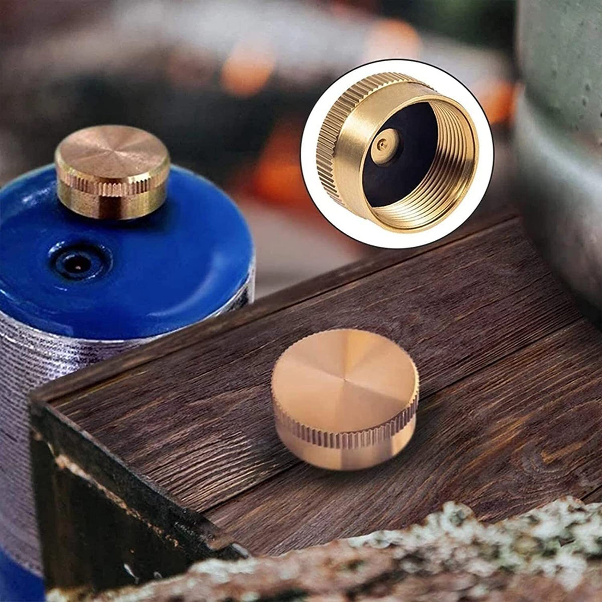6 Pack Brass Propane Bottle Caps - Universal Refill Seals for 1 LB Tanks