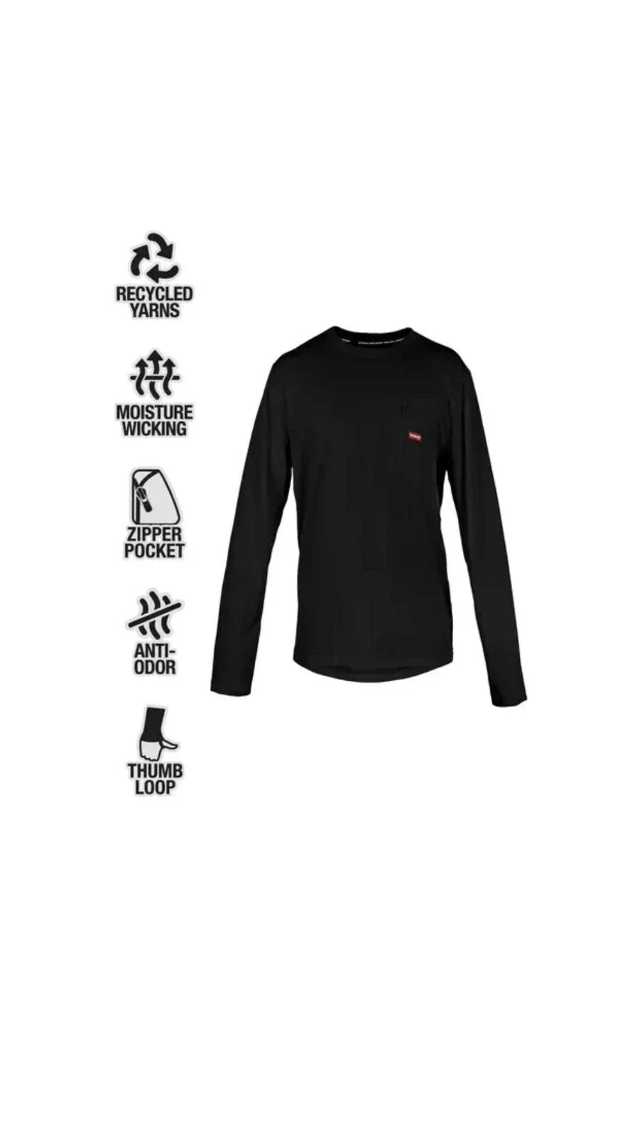 Thermal Waffle Performance Top XL Black Moisture-Wicking Anti-Odor Activewear