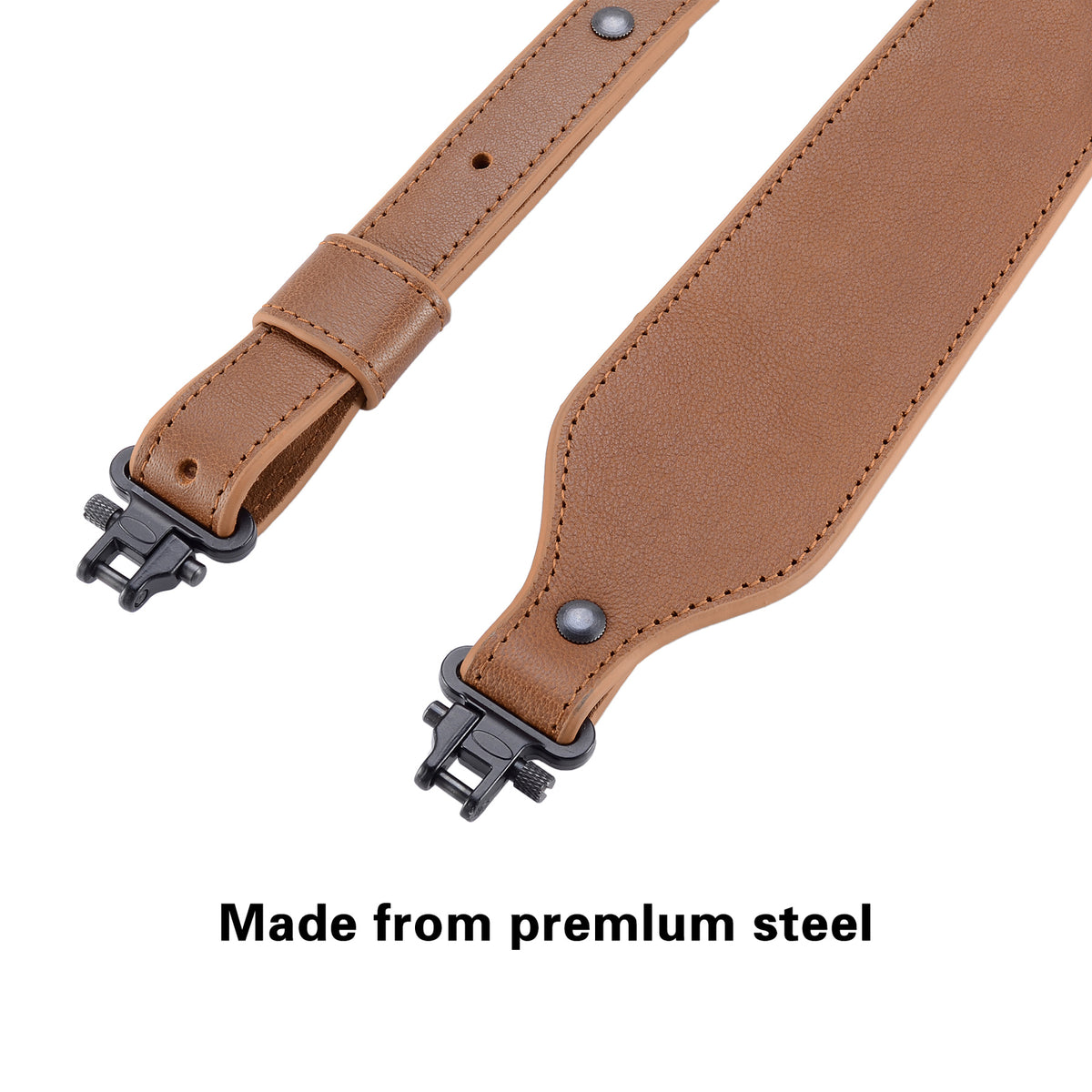 Buffalo Hide Leather Gun Sling with Swivels and Metal Hardware - Adjustable 1" Wide