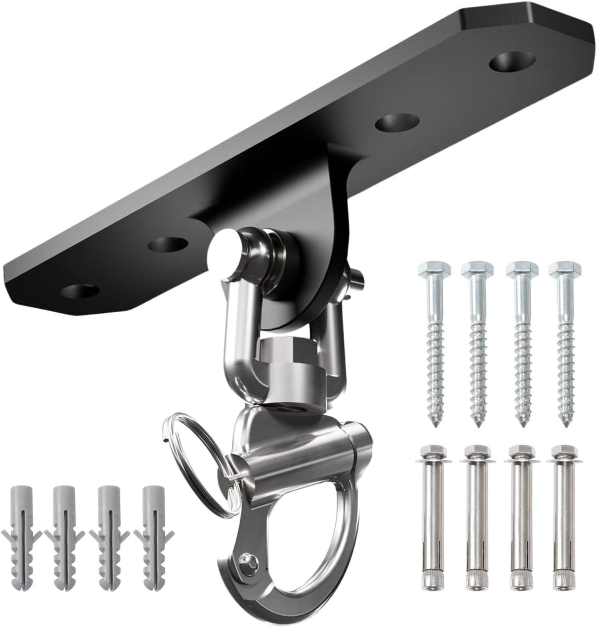Stainless Steel Punching Bag Hanger with Swivel Chain and Snap Hooks - Heavy Duty Gym Equipment