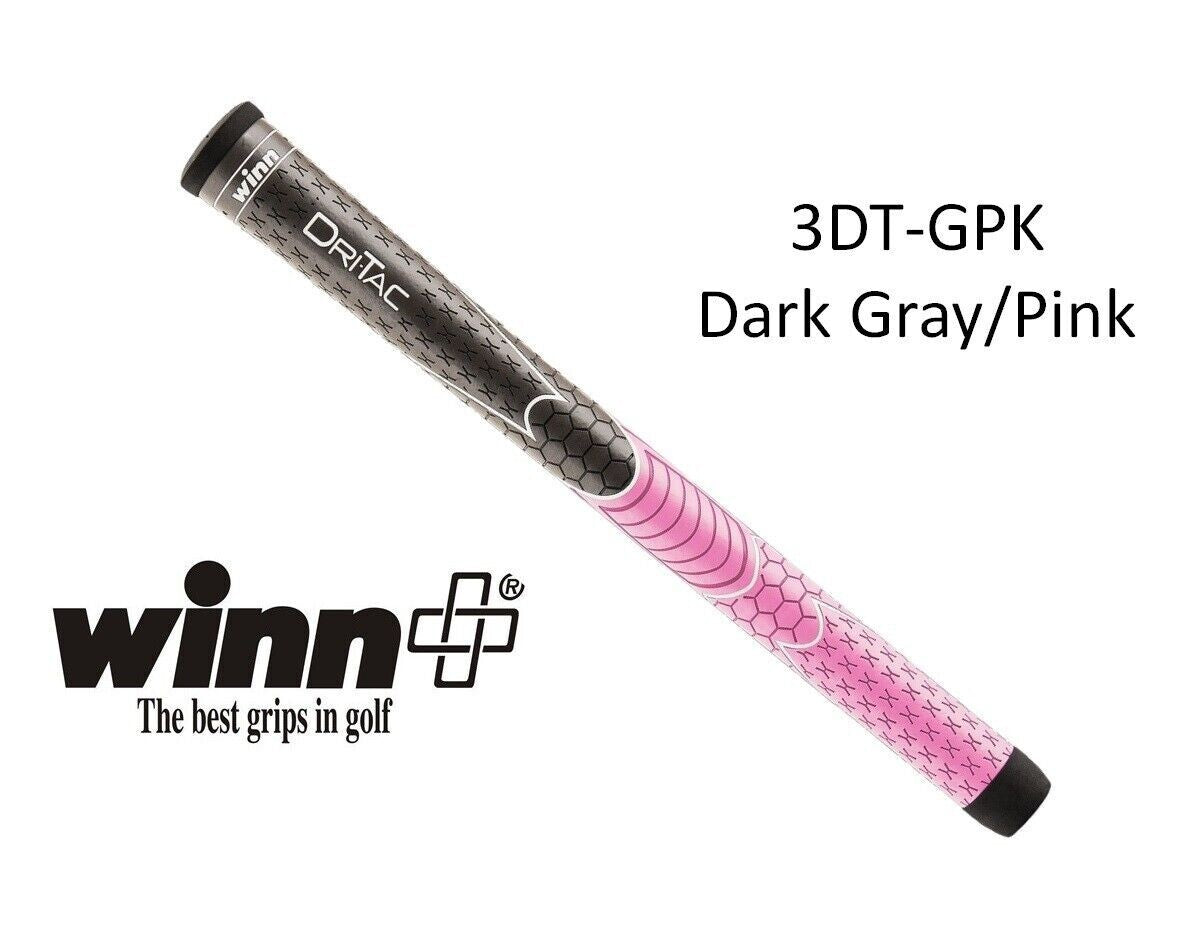 Golf Club Grips for Women - Winn DriTac Ladies Tapered Set of 6 Grey & Pink