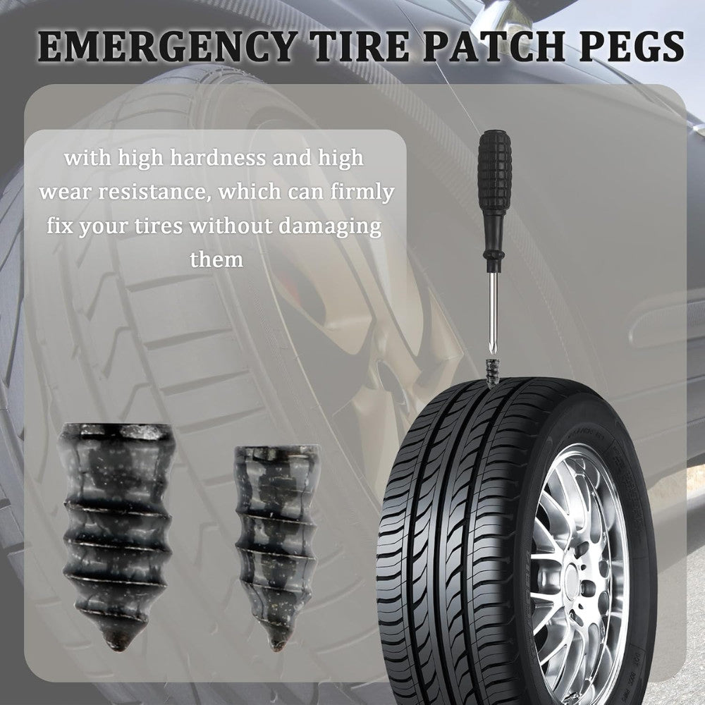 Car Tire Repair Kit 100PCS with Screwdriver Rubber Plugs for Flat Tires