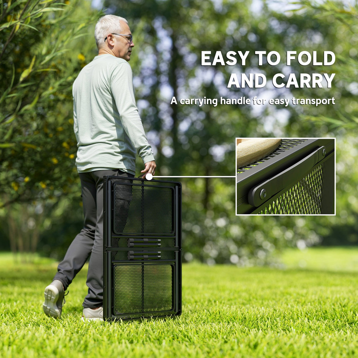 Portable Camping Table with Folding Wings - 4.5 ft Adjustable Height Outdoor Dining