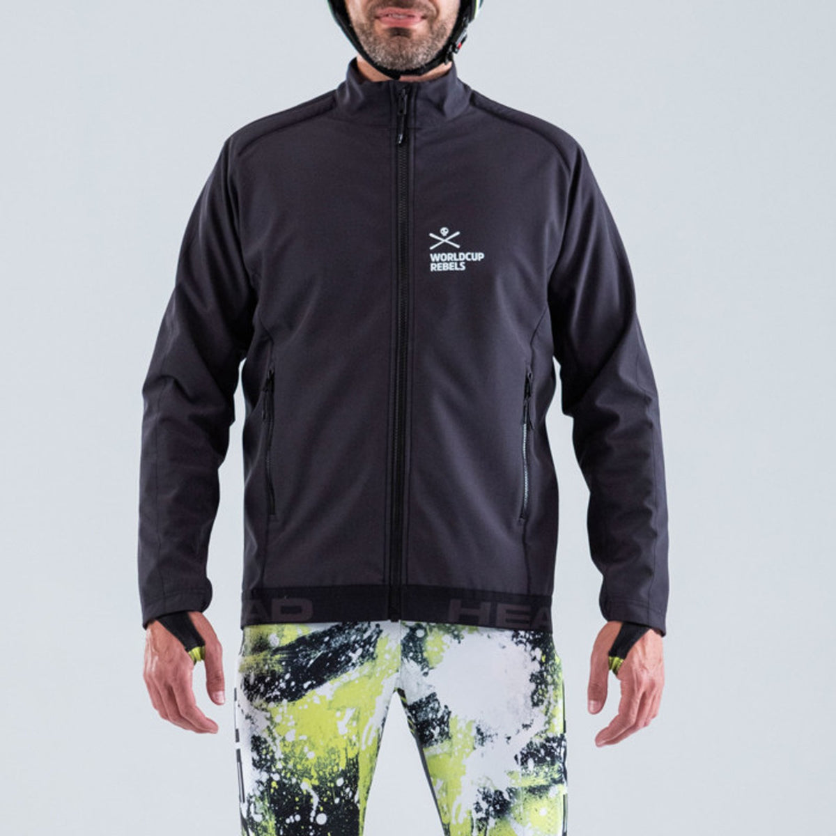 Men's Softshell Race Jacket with Padded Shoulders and World Cup Design