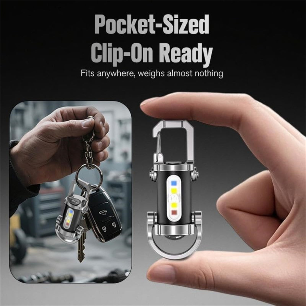 Portable Rechargeable LED Keychain Flashlight with 7 Modes Waterproof