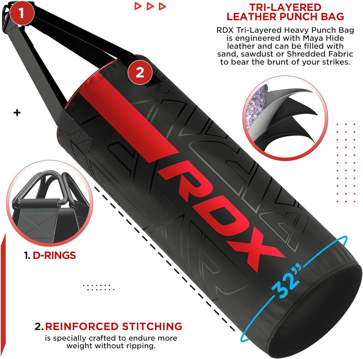 Unfilled 2FT Punching Bag with Punch Mitts for Kids - Red, Black, Gold