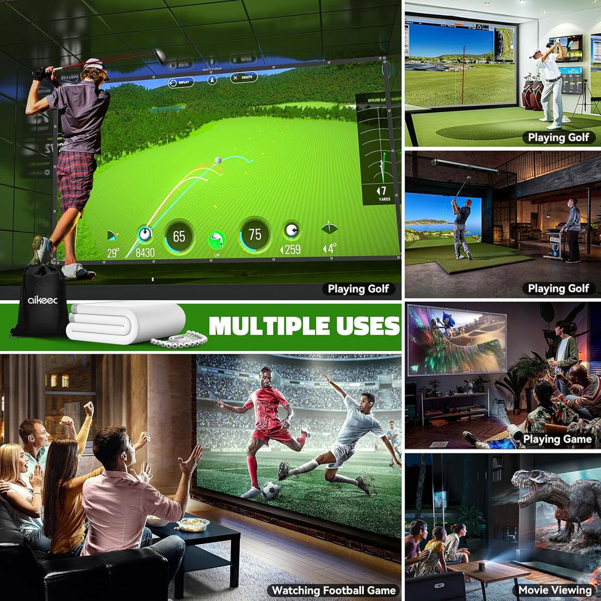 Golf Impact Screen 8x10 ft for Home Garage Indoor Practice Durable Impact-Resistant