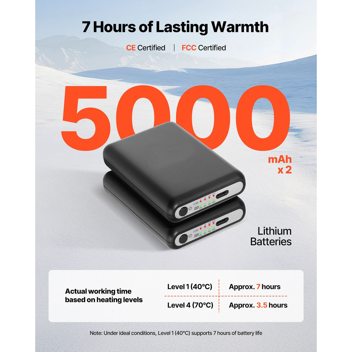 Heated Socks with 5000mAh Battery XL Size for Outdoor Activities
