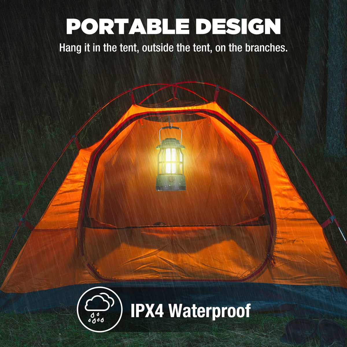 LED Camping Lantern with Stepless Dimming USB Rechargeable 250 Lumens